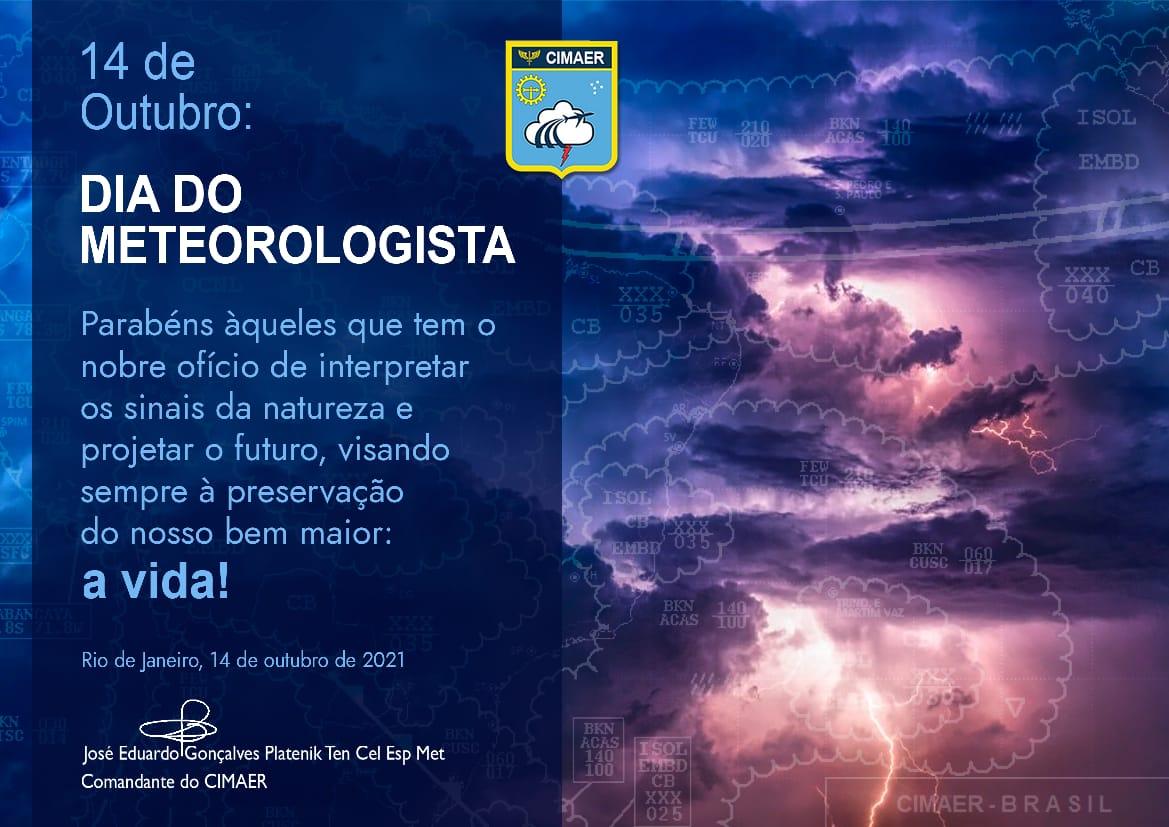 14 de outubro é Dia do Meteorologista. As datas comemorativas de hoje,  sábado