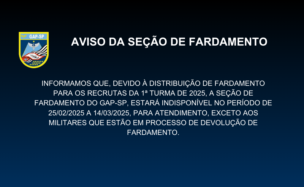 AVISO DA SEO DE FARDAMENTO