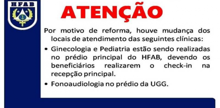 MUDANÇA NO LOCAL DE ATENDIMENTO DAS CLÍNICAS