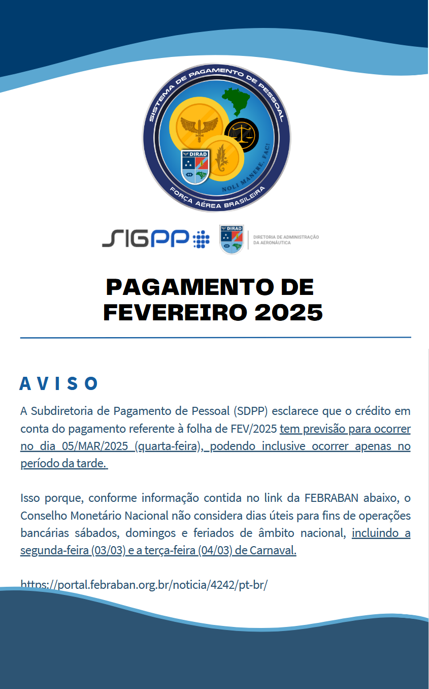aviso pagamento fevereiro